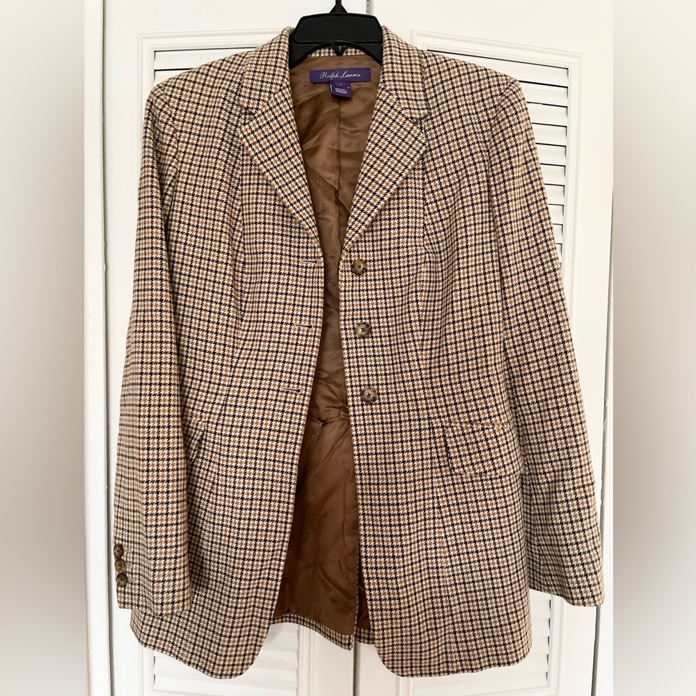 Ralph Lauren Purple Label Tan Checkered Blazer
